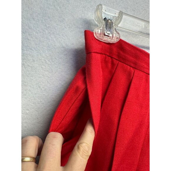 Vintage Red Pleated High-Waist Trousers Womens Size 12 By Hunt Valley - Picture 3 of 11